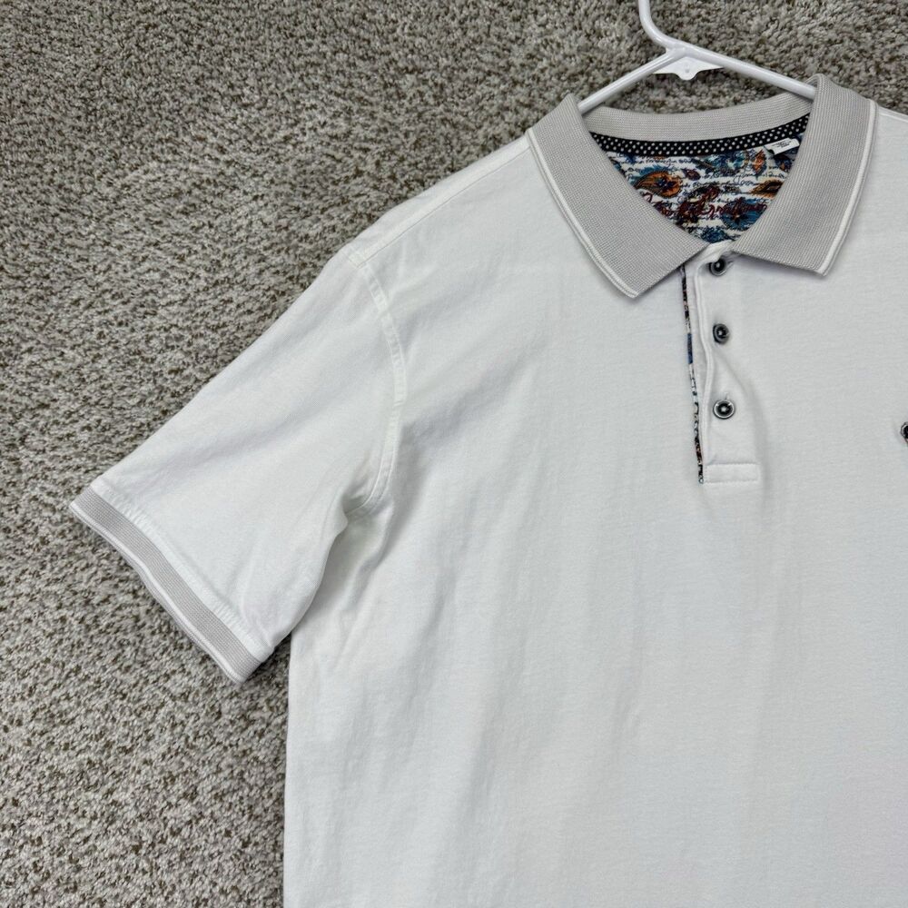 Robert Graham Polo Shirt Men's Large White Classic Fit Embroidered Skull‎ Crown - Picture 5 of 15